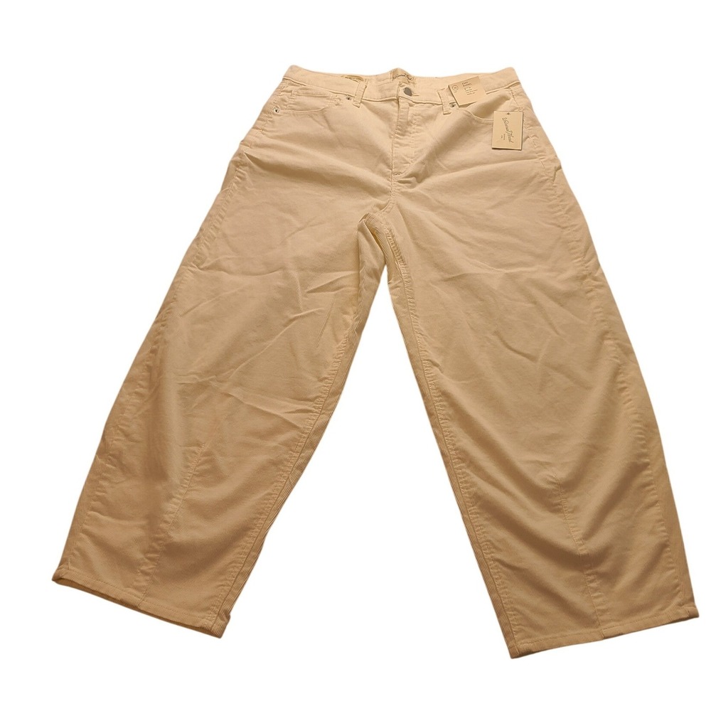 Universal Thread Cream Corduroy Women's High Rise Easy Barrel Leg Pants 12R NEW